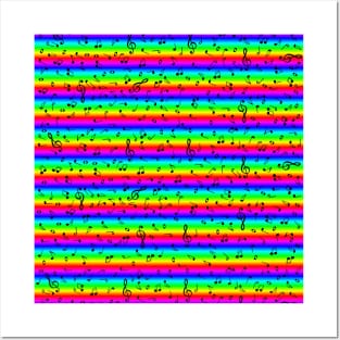 Rainbow Sheet Music Notes Pattern Posters and Art